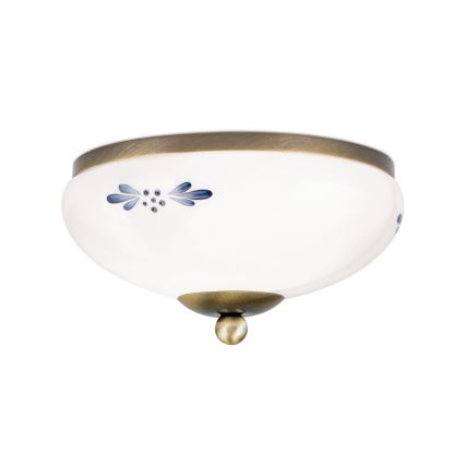 Φωτιστικό οροφής LANDHAUS, 1xE27/60W/230V, διάμετρος 21 cm, μπρονζέ/λευκό/μπλε