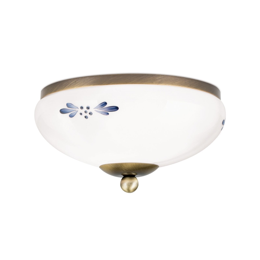 Φωτιστικό οροφής LANDHAUS, 1xE27/60W/230V, διάμετρος 21 cm, μπρονζέ/λευκό/μπλε