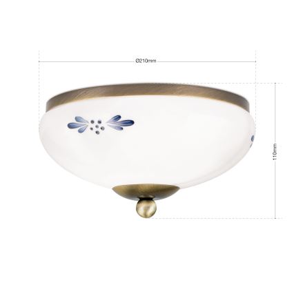 Φωτιστικό οροφής LANDHAUS, 1xE27/60W/230V, διάμετρος 21 cm, μπρονζέ/λευκό/μπλε