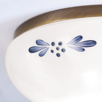 Φωτιστικό οροφής LANDHAUS 1xE27/60W/230V διάμετρος 21 cm μπρονζέ/λευκό
