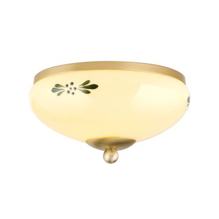 Φωτιστικό οροφής LANDHAUS 1xE27/60W/230V διάμετρος 21 cm ορείχαλκος/μπεζ