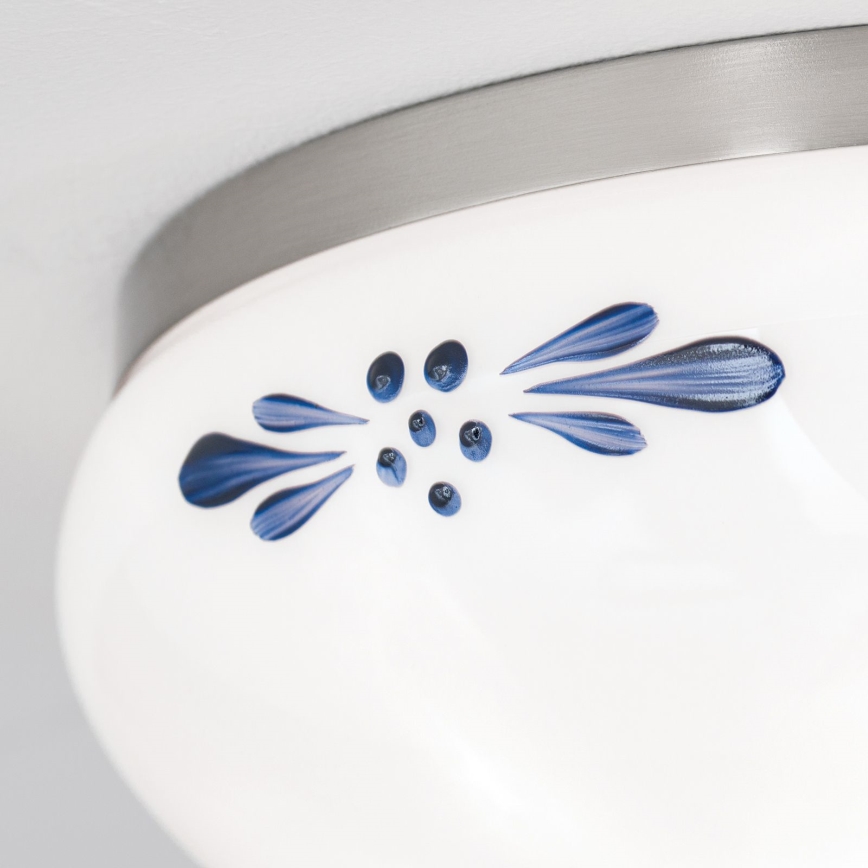 Φωτιστικό οροφής LANDHAUS 1xE27/60W/230V διάμετρος 21 cm ματ χρώμιο/λευκό
