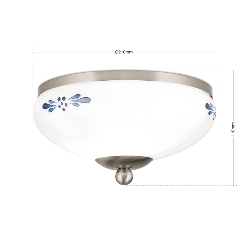 Φωτιστικό οροφής LANDHAUS 1xE27/60W/230V διάμετρος 21 cm ματ χρώμιο/λευκό