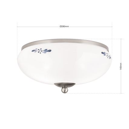 Φωτιστικό οροφής LANDHAUS 2xE27/60W/230V διάμετρος 28 cm ματ χρώμιο/λευκό