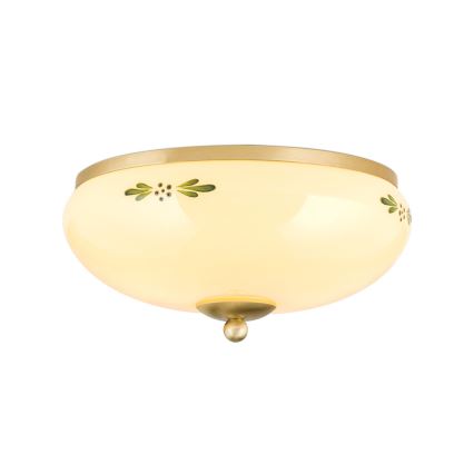 Φωτιστικό οροφής LANDHAUS 2xE27/60W/230V διάμετρος 28 cm ορείχαλκος/μπεζ