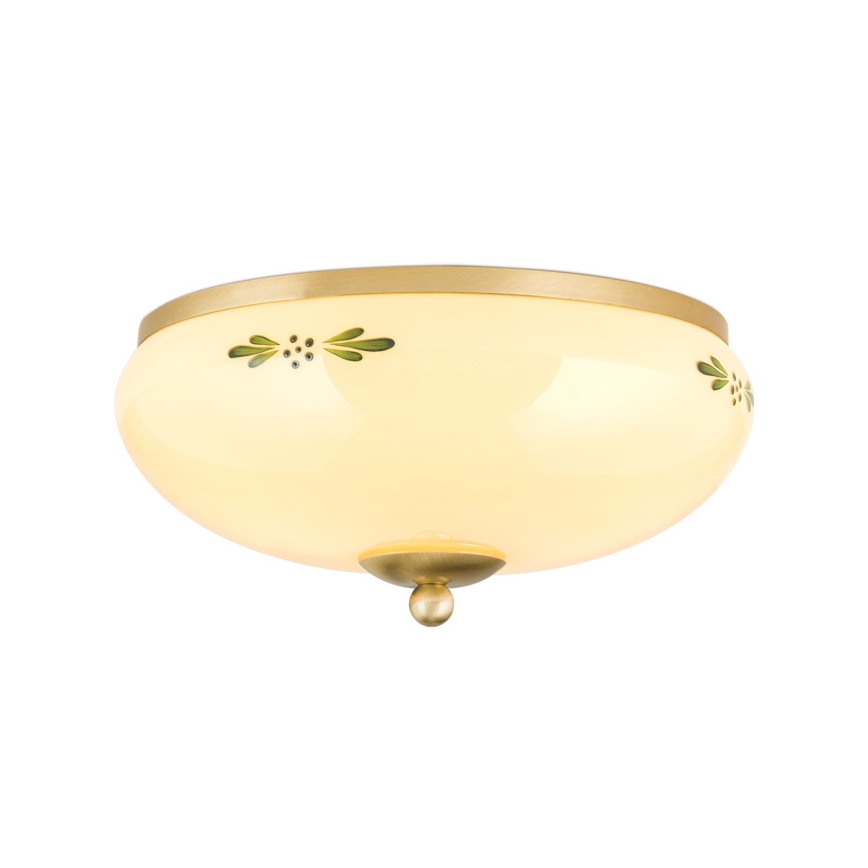 Φωτιστικό οροφής LANDHAUS 2xE27/60W/230V διάμετρος 28 cm ορείχαλκος/μπεζ