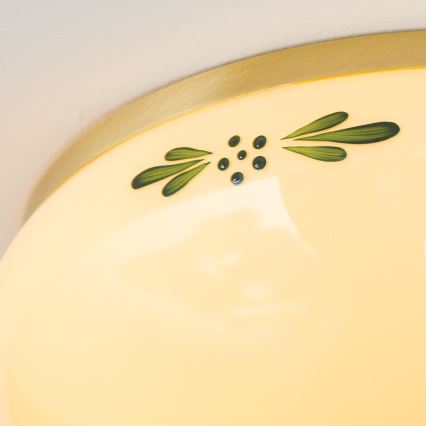 Φωτιστικό οροφής LANDHAUS 2xE27/60W/230V διάμετρος 28 cm ορείχαλκος/μπεζ