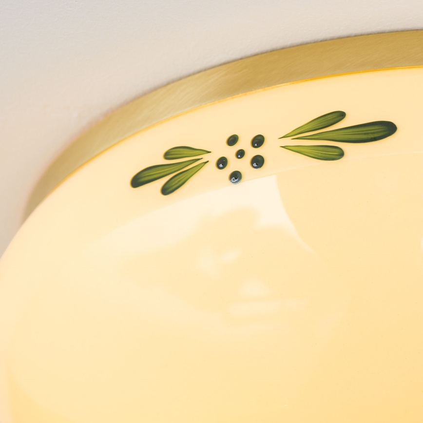 Φωτιστικό οροφής LANDHAUS 2xE27/60W/230V διάμετρος 28 cm ορείχαλκος/μπεζ