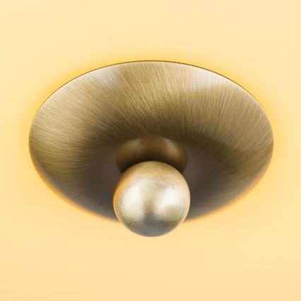 Φωτιστικό οροφής LANDHAUS 2xE27/60W/230V διάμετρος 28 cm ορείχαλκος/μπεζ