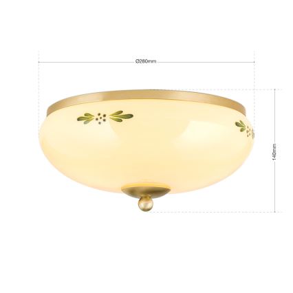 Φωτιστικό οροφής LANDHAUS 2xE27/60W/230V διάμετρος 28 cm ορείχαλκος/μπεζ