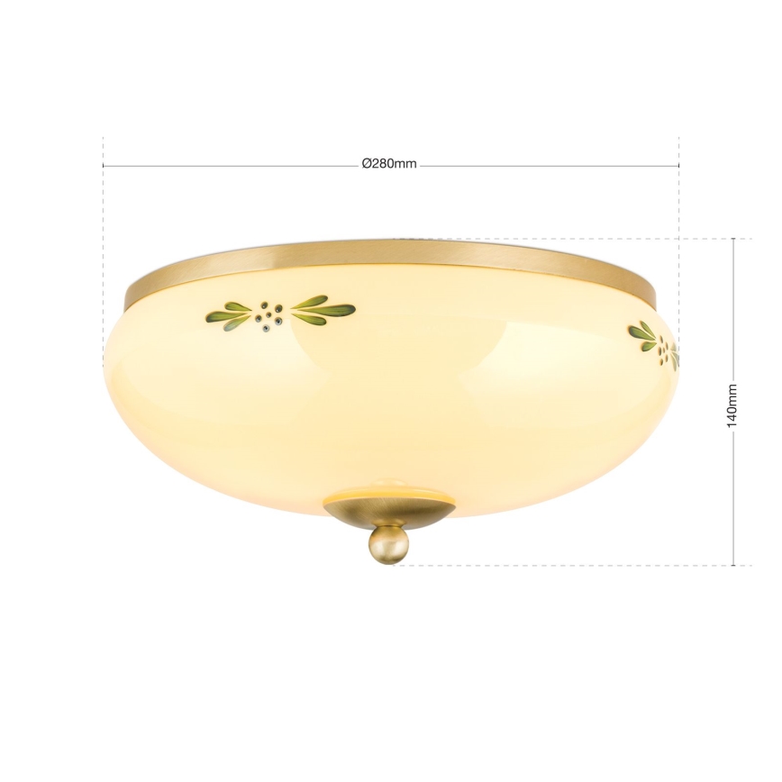 Φωτιστικό οροφής LANDHAUS 2xE27/60W/230V διάμετρος 28 cm ορείχαλκος/μπεζ