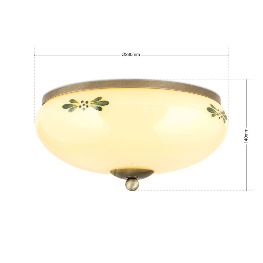 Φωτιστικό οροφής LANDHAUS 2xE27/60W/230V διάμετρος 28 cm μπρονζέ/μπεζ