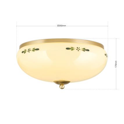 Φωτιστικό οροφής LANDHAUS 3xE27/60W/230V διάμ. 35 cm μπρούτζινο/μπεζ/πράσινο