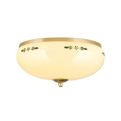 Φωτιστικό οροφής LANDHAUS 3xE27/60W/230V διάμετρος 35 cm ορείχαλκος/μπεζ