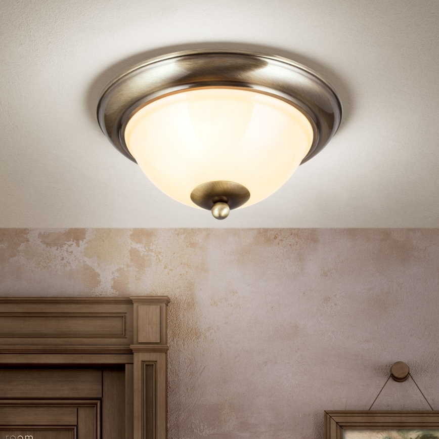 Φωτιστικό οροφής AUSTRIAN OLD LAMP 2xE27/60W/230V διάμετρος 27 cm μπρονζέ/μπεζ