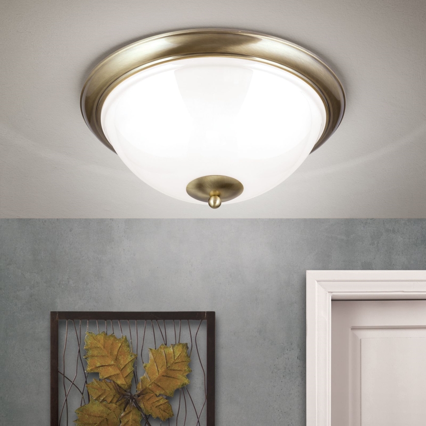 Φωτιστικό οροφής AUSTRIAN OLD LAMP 3xE27/60W/230V διάμετρος 50 cm μπρονζέ/λευκό