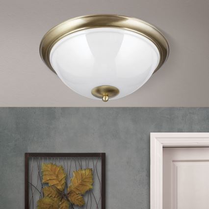 Φωτιστικό οροφής AUSTRIAN OLD LAMP 3xE27/60W/230V διάμετρος 50 cm μπρονζέ/λευκό