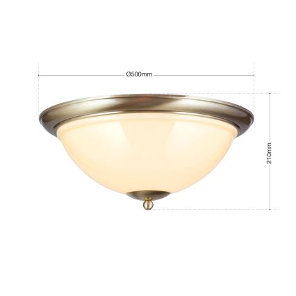 Φωτιστικό οροφής AUSTRIAN OLD LAMP 3xE27/60W/230V διάμετρος 50 cm μπρονζέ/μπεζ