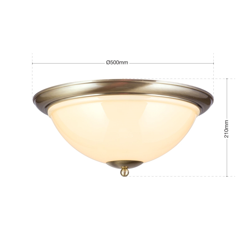 Φωτιστικό οροφής AUSTRIAN OLD LAMP 3xE27/60W/230V διάμετρος 50 cm μπρονζέ/μπεζ