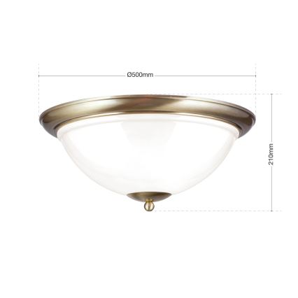 Φωτιστικό οροφής AUSTRIAN OLD LAMP 3xE27/60W/230V διάμετρος 50 cm μπρονζέ/λευκό