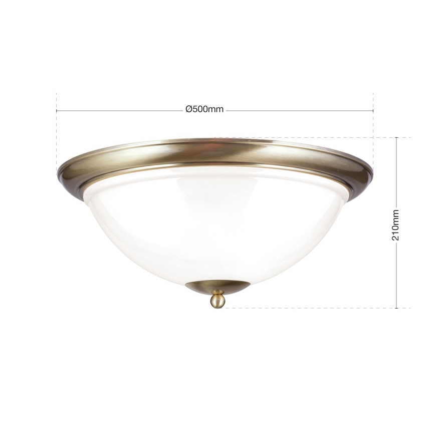 Φωτιστικό οροφής AUSTRIAN OLD LAMP 3xE27/60W/230V διάμετρος 50 cm μπρονζέ/λευκό