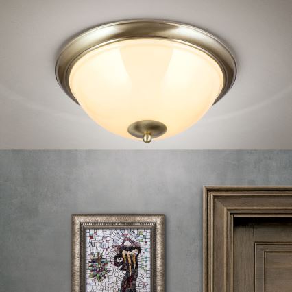 Φωτιστικό οροφής AUSTRIAN OLD LAMP 3xE27/60W/230V διάμετρος 50 cm μπρονζέ/μπεζ