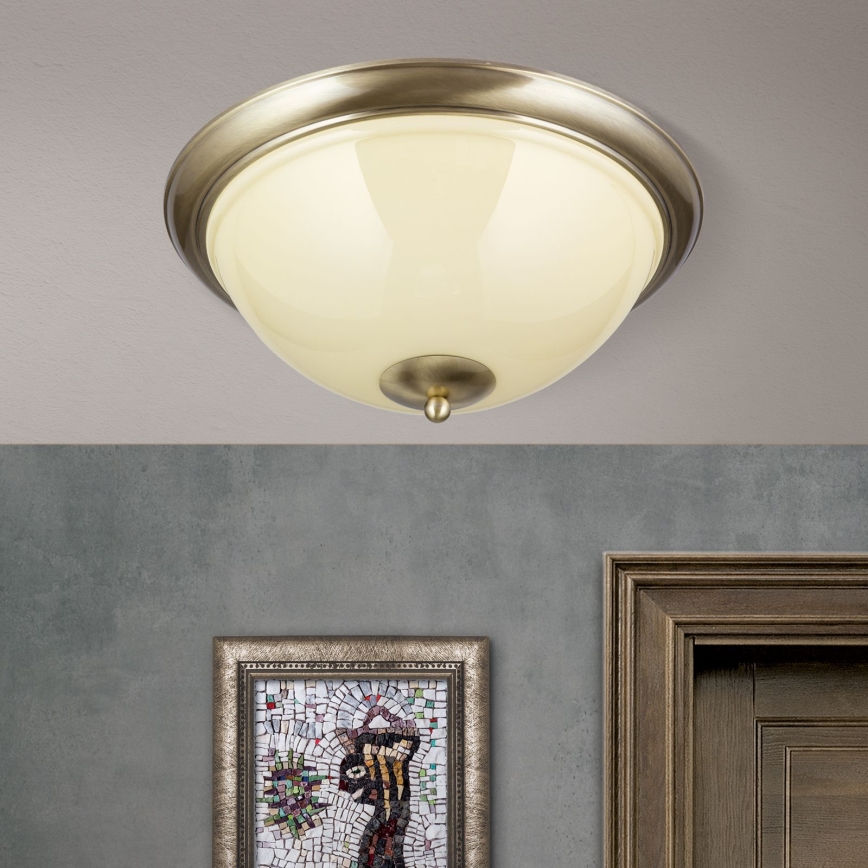 Φωτιστικό οροφής AUSTRIAN OLD LAMP 3xE27/60W/230V διάμετρος 50 cm μπρονζέ/μπεζ