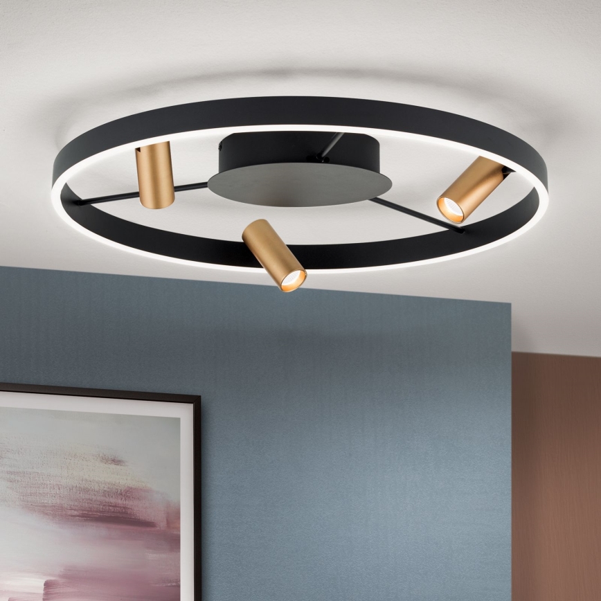 LED Dimmable φωτιστικό οροφής BERLIN LED/50W/230V μαύρο/χρυσό