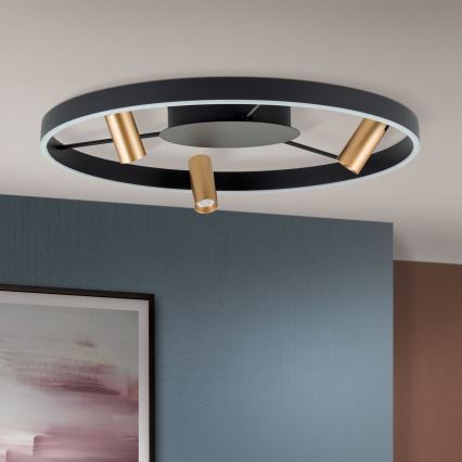 LED Dimmable φωτιστικό οροφής BERLIN LED/50W/230V μαύρο/χρυσό