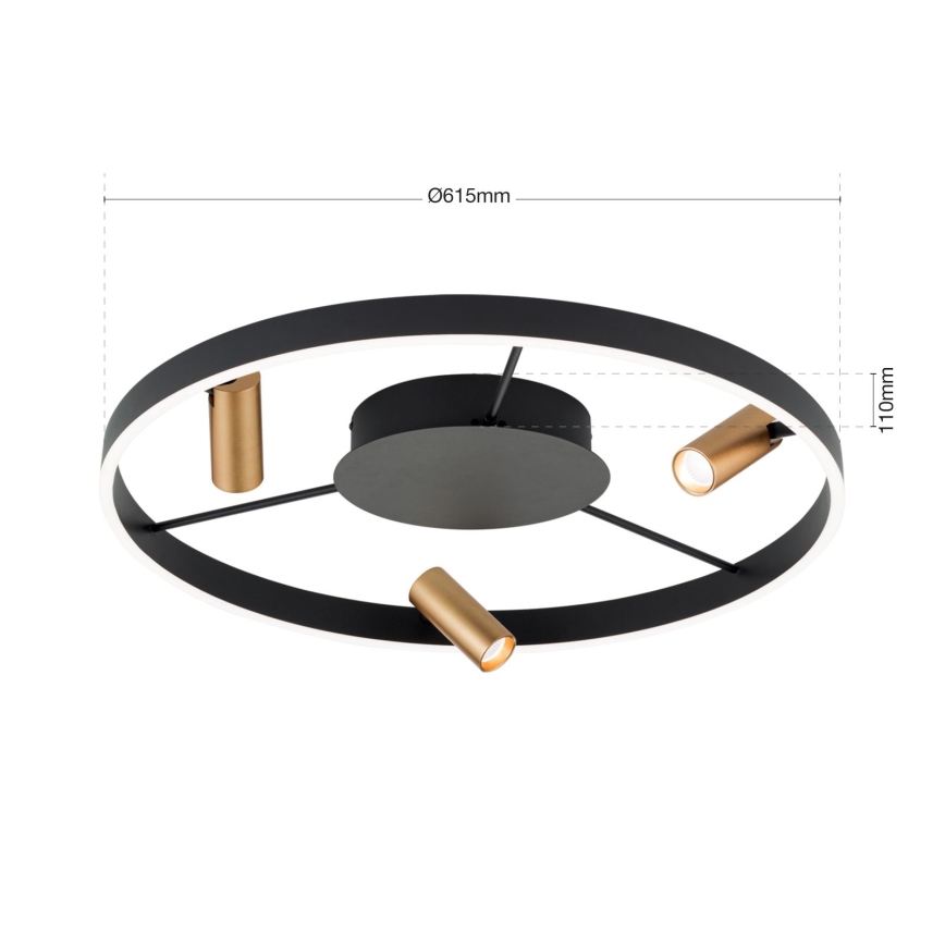 LED Dimmable φωτιστικό οροφής BERLIN LED/50W/230V μαύρο/χρυσό