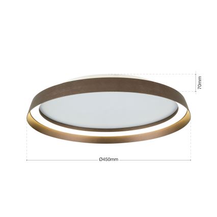 LED Dimmable φωτιστικό οροφής MANTA LED/38W/230V 2700/3000/4000K διάμετρος 45 cm καφέ