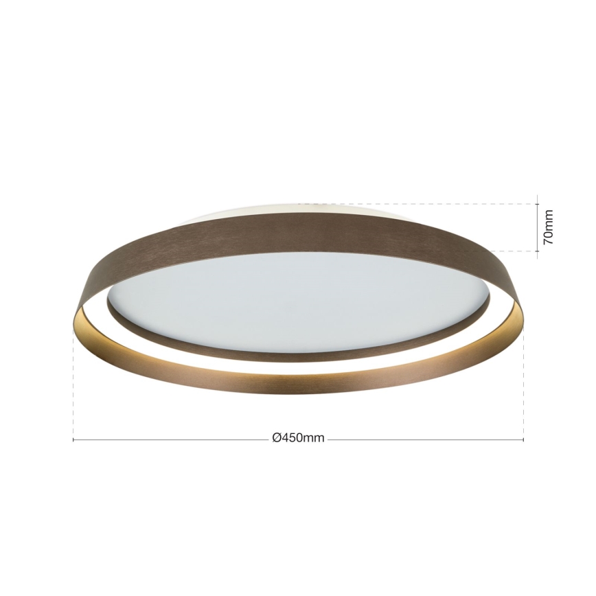LED Dimmable φωτιστικό οροφής MANTA LED/38W/230V 2700/3000/4000K διάμετρος 45 cm καφέ