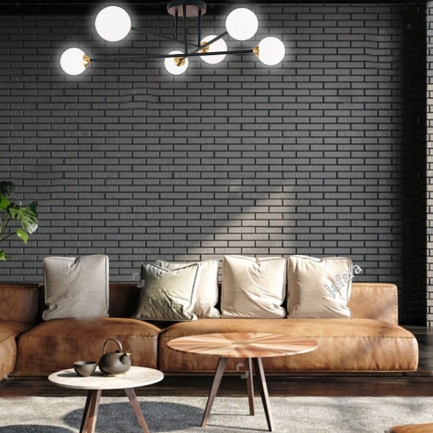 Πλαφονιέρα οροφής SNOWWHITE 6xG9/20W/230V διάμετρος 84 cm μαύρο/χρυσό