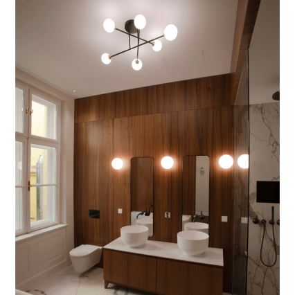 Πλαφονιέρα οροφής SNOWWHITE 6xG9/20W/230V διάμετρος 84 cm μαύρο/χρυσό