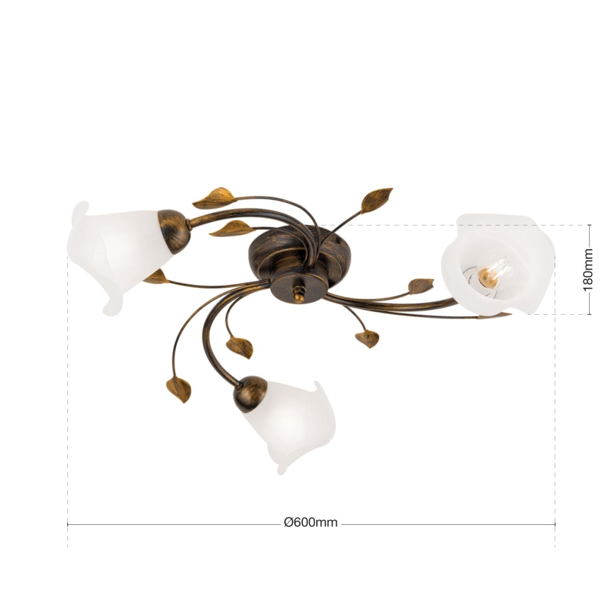 Πλαφονιέρα οροφής SISI 3xE14/40W/230V διάμετρος 60 cm μπρονζέ/πατίνα