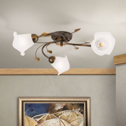 Πλαφονιέρα οροφής SISI 3xE14/40W/230V διάμετρος 60 cm μπρονζέ/πατίνα