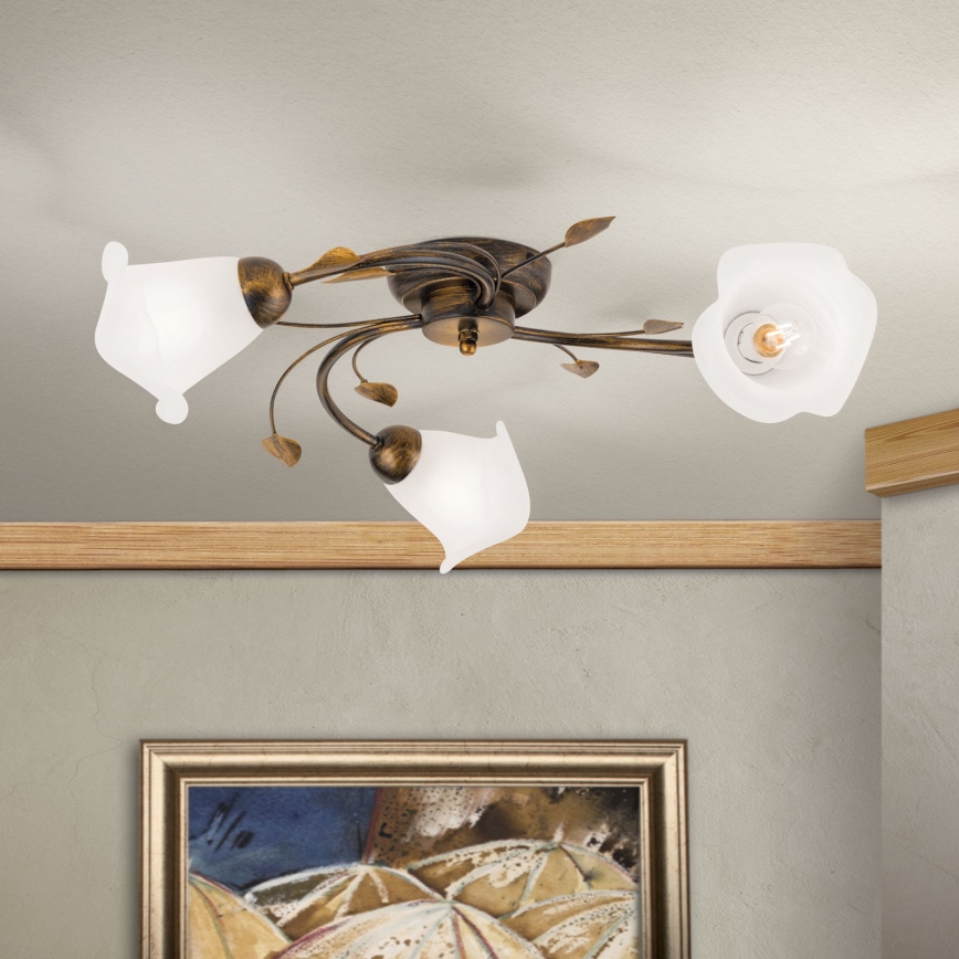 Πλαφονιέρα οροφής SISI 3xE14/40W/230V διάμετρος 60 cm μπρονζέ/πατίνα