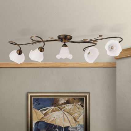 Πλαφονιέρα οροφής SISI 5xE14/40W/230V μπρονζέ/πατίνα