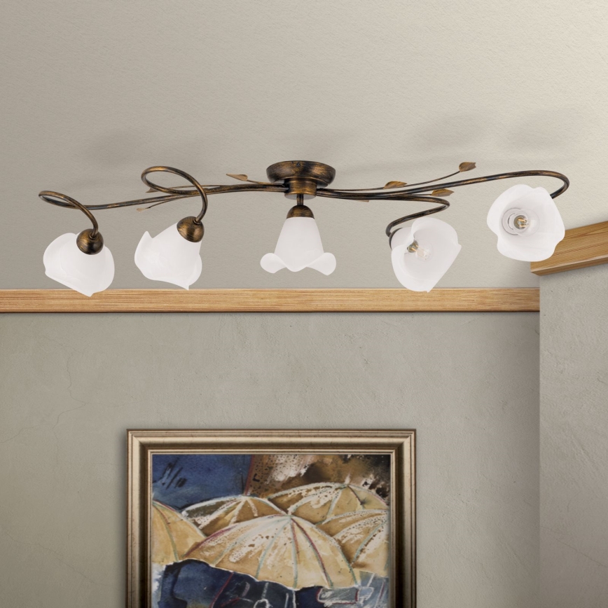 Πλαφονιέρα οροφής SISI 5xE14/40W/230V μπρονζέ/πατίνα