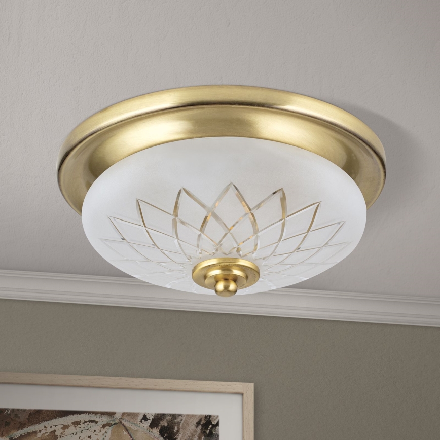 Φωτιστικό οροφής PORTO 1xE27/40W/230V διάμετρος 26 cm χρυσό