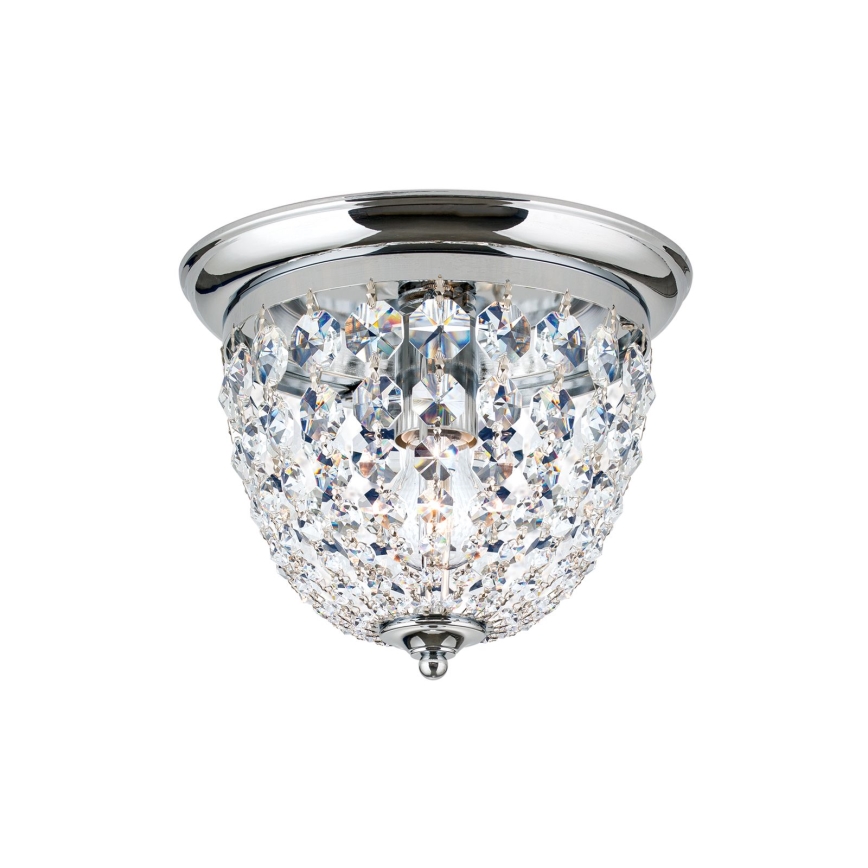 Κρυστάλλινο φωτιστικό οροφής PLAFOND 1xE27/40W/230V διάμετρος 26 cm γυαλιστερό χρώμιο