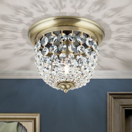 Κρυστάλλινο φωτιστικό οροφής PLAFOND 1xE27/40W/230V διάμετρος 26 cm μπρονζέ