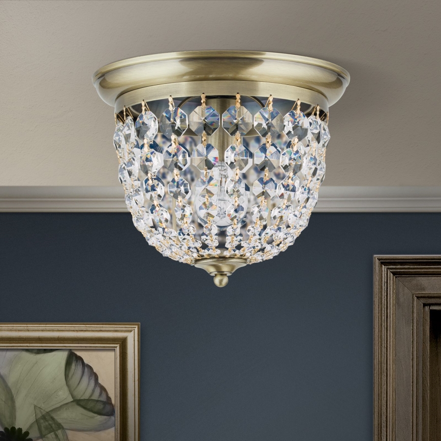 Κρυστάλλινο φωτιστικό οροφής PLAFOND 1xE27/40W/230V διάμετρος 26 cm μπρονζέ