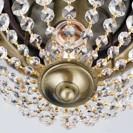 Κρυστάλλινο φωτιστικό οροφής PLAFOND 1xE27/40W/230V διάμετρος 26 cm μπρονζέ