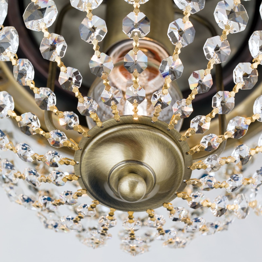 Κρυστάλλινο φωτιστικό οροφής PLAFOND 1xE27/40W/230V διάμετρος 26 cm μπρονζέ