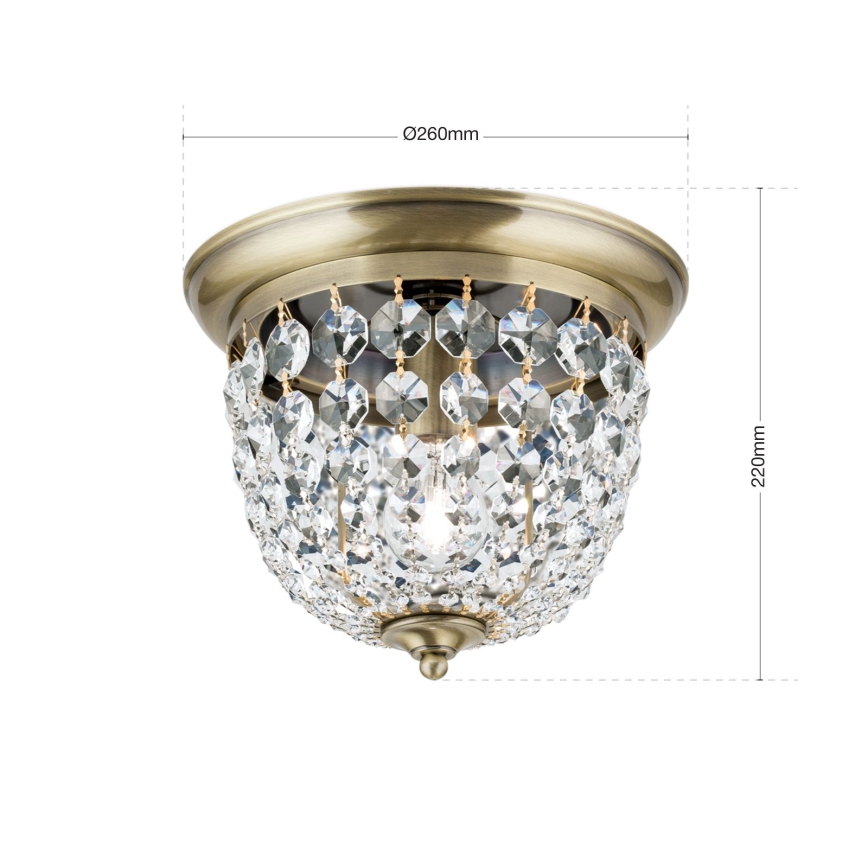 Κρυστάλλινο φωτιστικό οροφής PLAFOND 1xE27/40W/230V διάμετρος 26 cm μπρονζέ