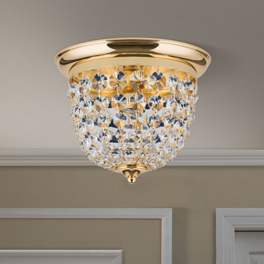 Κρυστάλλινο φωτιστικό οροφής PLAFOND 1xE27/40W/230V διάμετρος 26 cm χρυσό