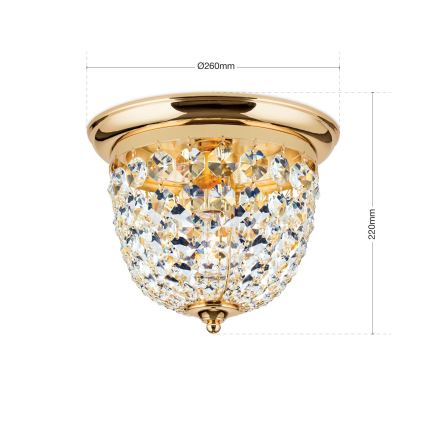 Κρυστάλλινο φωτιστικό οροφής PLAFOND 1xE27/40W/230V διάμετρος 26 cm χρυσό