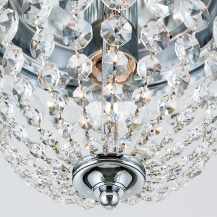 Κρυστάλλινο φωτιστικό οροφής PLAFOND 1xE27/40W/230V διάμετρος 26 cm γυαλιστερό χρώμιο