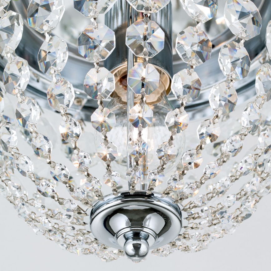 Κρυστάλλινο φωτιστικό οροφής PLAFOND 1xE27/40W/230V διάμετρος 26 cm γυαλιστερό χρώμιο